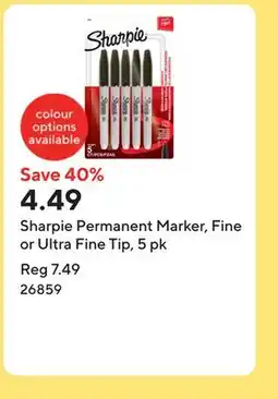 Staples Sharpie Permanent Marker, Fine or Ultra Fine Tip, 5 pk offer