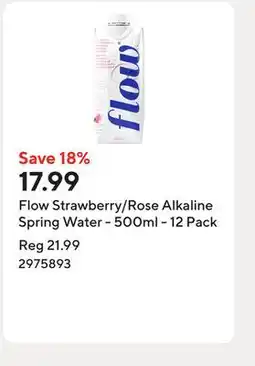 Staples Flow Strawberry/Rose Alkaline Spring Water - 500ml - 12 Pack offer