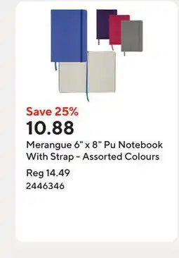 Staples Merangue 6 x 8 Pu Notebook With Strap - Assorted Colours offer