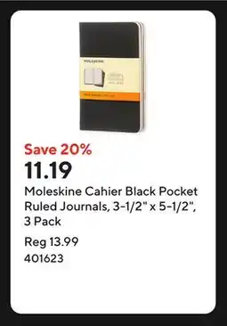 Staples Moleskine Cahier Black Pocket Ruled Journals, 3-1/2 x 5-1/2, 3 Pack offer