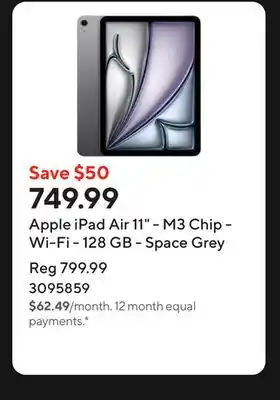 Staples Apple iPad Air 11 - M3 Chip - Wi-Fi - 128 GB - Space Grey offer