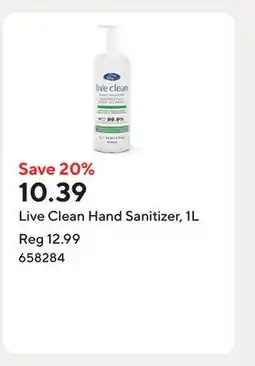 Staples Live Clean Hand Sanitizer, 1L offer
