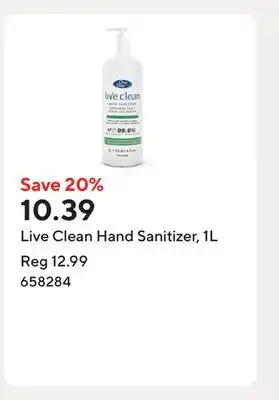Staples Live Clean Hand Sanitizer, 1L offer