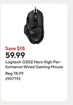 Staples Logitech G502 Hero High Performance Wired Gaming Mouse offer