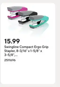 Staples Swingline Compact Ergo Grip Stapler, 8-3/16 x 1-5/8 x 3-5/8, Assorted (6447419239) offer