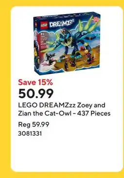 Staples LEGO DREAMZzz Zoey and Zian the Cat-Owl - 437 Pieces offer