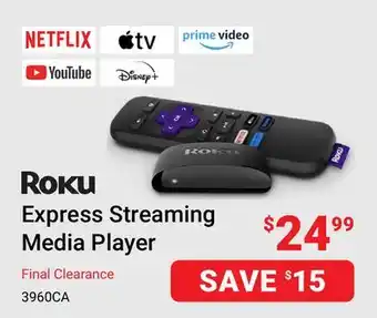 Visions Electronics Roku Express Streaming Media Player offer