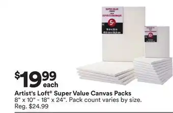 Michaels Artist's Loft Super Value Canvas Packs offer