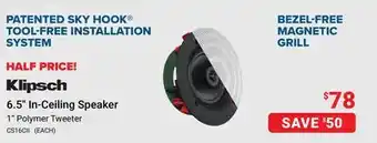 Visions Electronics Klipsch 6.5 In-Ceiling Speaker offer