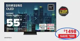 Visions Electronics SAMSUNG OLED 55 NATIVE 120Hz PANEL S90DA Smart TV offer