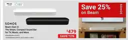 Visions Electronics SONOS Beam (Gen 2) The Smart, Compact Sound Bar for TV, Music, and More offer