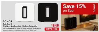 Visions Electronics Sonos Sub (Gen 4) The Next Gen Premium Wireless Subwoofer offer