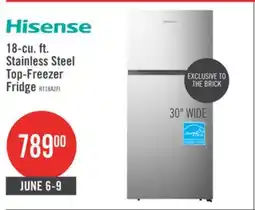The Brick Hisense 30 18 Cu. Ft. Top-Mount Refrigerator - Stainless Steel - RT18A2FID offer