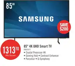 The Brick Samsung 85 4K UHD Direct Lit PurColour HDR10+ 60Hz Smart TV (UN85DU7100FXZC) offer