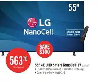 The Brick LG 55 Nanocell 4K UHD HDR10+ HGiG ThinQ 60Hz Smart TV (55NANO75UQA.ACC) offer