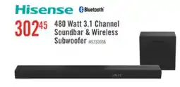 The Brick HISENSE 3.1 CH Dolby Audio DTS Virtual:X Soundbar with Wireless 480W Subwoofer (HS3100) offer