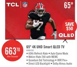 The Brick TCL 65 QLED Pro 4K UHD HDR Pro+ 60Hz Google Smart TV (65Q651G-CA) offer