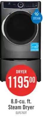 The Brick Electrolux 8 Cu. Ft. Electric Dryer with Steam - Titanium - Stackable - ELFE763CAT offer