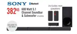 The Brick SONY 5.1 CH Dolby Digital Soundbar with Subwoofer and Wireless Rear Speakers (HTS40R) offer