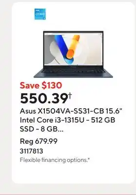 Staples Asus X1504VA-SS31-CB 15.6 Intel Core i3-1315U - 512 GB SSD - 8 GB RAM - Windows 11 Home - Quiet Blue offer