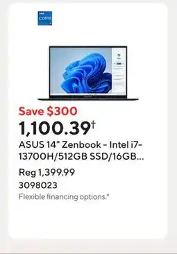 Staples ASUS 14 Zenbook - Intel i7-13700H/512GB SSD/16GB RAM/Touchscreen/Windows 11 Home offer