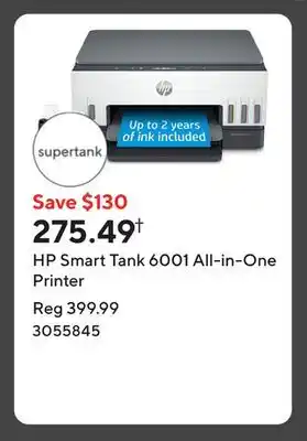 Staples HP Smart Tank 6001 All-in-One Printer offer