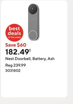 Staples Nest Doorbell, Battery, Ash offer