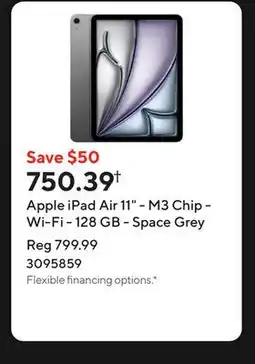 Staples Apple iPad Air 11 - M3 Chip - Wi-Fi - 128 GB - Space Grey offer