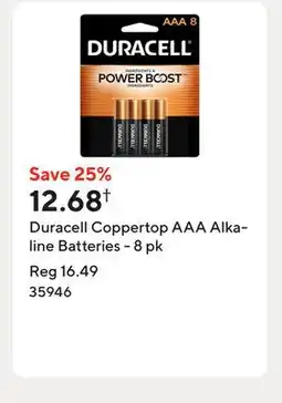 Staples Duracell Coppertop AAA Alkaline Batteries - 8 pk offer