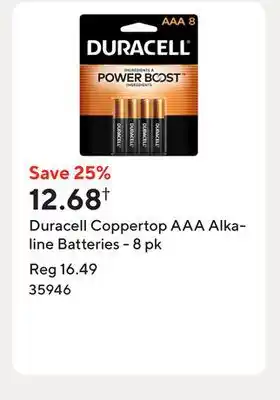 Staples Duracell Coppertop AAA Alkaline Batteries - 8 pk offer