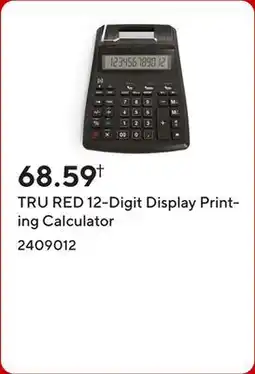 Staples TRU RED 12-Digit Display Printing Calculator offer