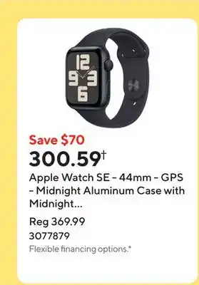 Staples Apple Watch SE - 44mm - GPS - Midnight Aluminum Case with Midnight Sport Band - Medium / Large offer