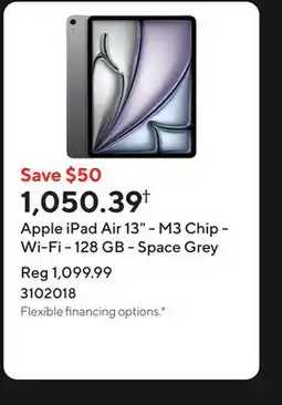 Staples Apple iPad Air 13 - M3 Chip - Wi-Fi - 128 GB - Space Grey offer