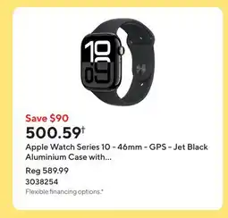 Staples Apple Watch Series 10 - 46mm - GPS - Jet Black Aluminium Case with Black Sport Band offer