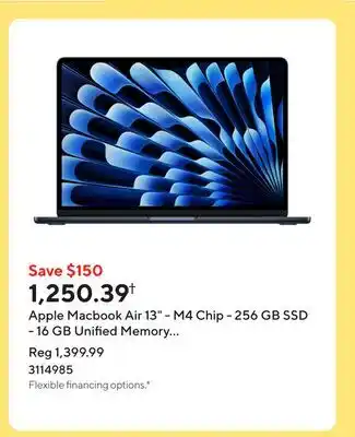 Staples Apple Macbook Air 13 - M4 Chip - 256 GB SSD - 16 GB Unified Memory - Midnight - English offer
