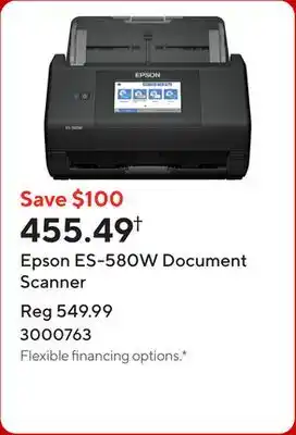 Staples Epson ES-580W Document Scanner offer