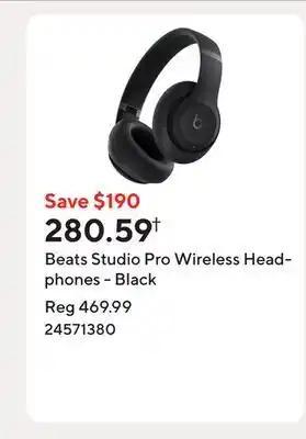 Staples Beats Studio Pro Wireless Headphones - Black offer