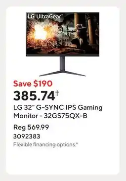 Staples LG 32 G-SYNC IPS Gaming Monitor - 32GS75QX-B offer
