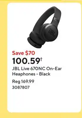 Staples JBL Live 670NC On-Ear Heaphones - Black offer