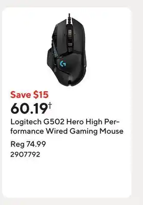 Staples Logitech G502 Hero High Performance Wired Gaming Mouse offer