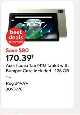 Staples Acer Iconia Tab M10 Tablet with Bumper Case Included - 128 GB - Champagne offer
