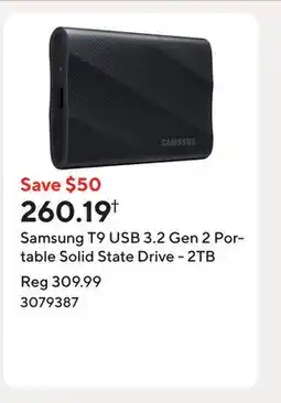 Staples Samsung T9 USB 3.2 Gen 2 Portable Solid State Drive - 2TB offer