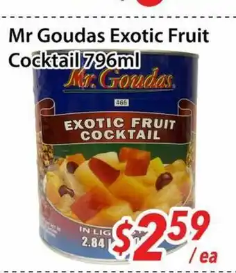Bestco Food Mart Mr Goudas Exotic Fruit Cocktail offer