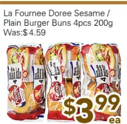 Ample Food Market La Fournee Doree Sesame / Plain Burger Buns 4pcs offer