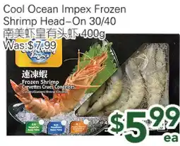 Ample Food Market Cool Ocean Impex Frozen Shrimp head-On 30/40 offer