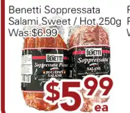 Ample Food Market Benetti Soppressata Salami Sweet /Hot offer
