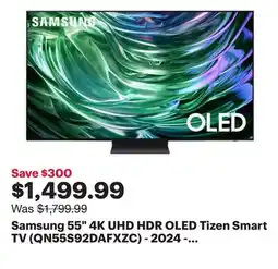 Best Buy Samsung 55 4K UHD HDR OLED Tizen Smart TV (QN55S92DAFXZC) - 2024 - Graphite Black - Only at Best Buy offer