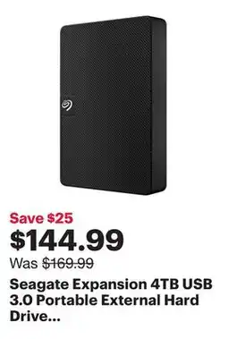 Best Buy Seagate Expansion 4TB USB 3.0 Portable External Hard Drive (STKM4000400) - Black offer