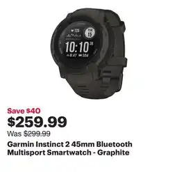 Best Buy Garmin Instinct 2 45mm Bluetooth Multisport Smartwatch - Graphite offer