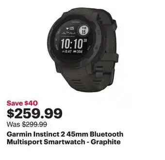 Best Buy Garmin Instinct 2 45mm Bluetooth Multisport Smartwatch - Graphite offer